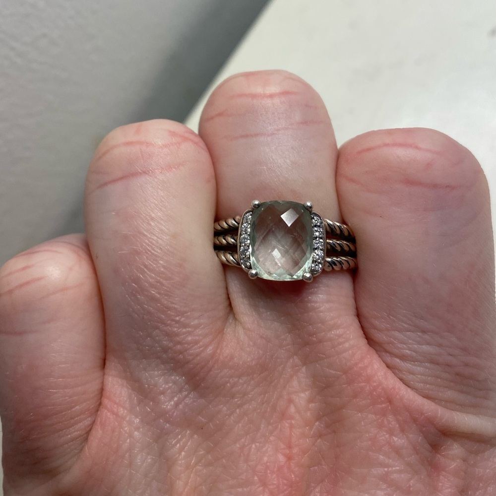 David Yurman Petite Wheaton Ring - Prasiolite and Diamonds. Size 6.5! - Picture 4 of 7
